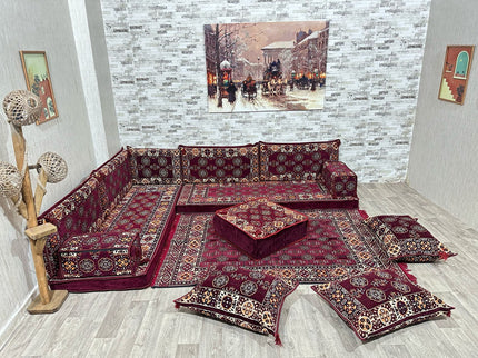 L förmiges orientalisches Sofa Set, Majlis-Sitzmöbel, Bodenkissen, Arabische Majlis, Türkisches Bode