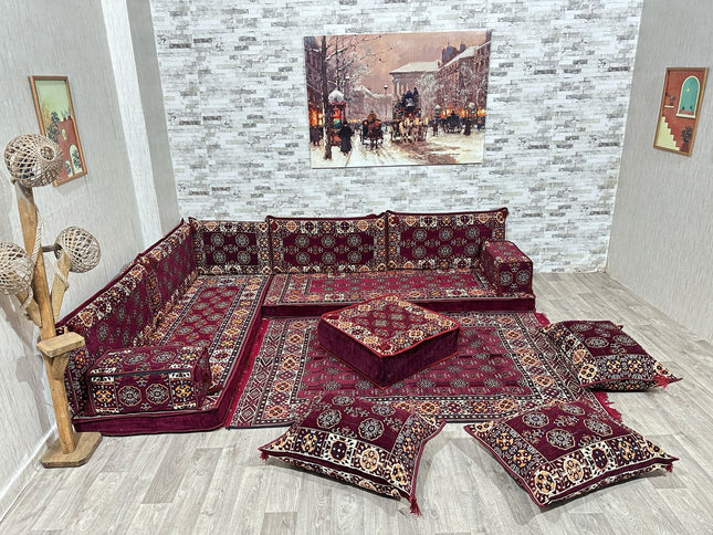 L förmiges orientalisches Sofa Set, Majlis-Sitzmöbel, Bodenkissen, Arabische Majlis, Türkisches Bode