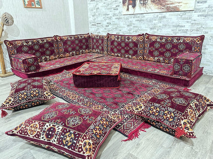 L förmiges orientalisches Sofa Set, Majlis-Sitzmöbel, Bodenkissen, Arabische Majlis, Türkisches Bode