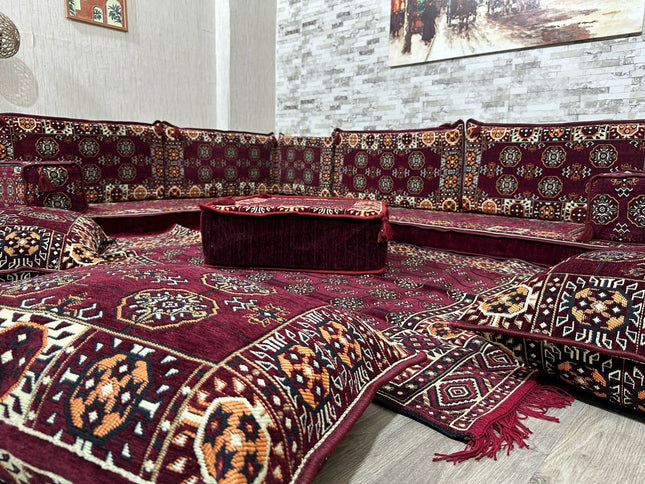 L förmiges orientalisches Sofa Set, Majlis-Sitzmöbel, Bodenkissen, Arabische Majlis, Türkisches Bode