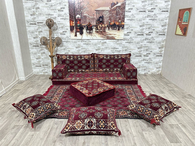 Orientalisches Sofa Set, Majlis-Sitzmöbel, Bodenkissen, Arabische Majlis, Türkisches Boden Sitzset