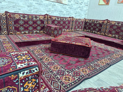 U förmiges orientalisches Sofa Set, Majlis-Sitzmöbel, Arabische Majlis, Bodenkissen, Türkisches Bode
