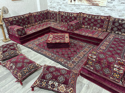 U förmiges orientalisches Sofa Set, Majlis-Sitzmöbel, Arabische Majlis, Bodenkissen, Türkisches Bode