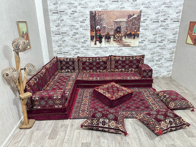L förmiges orientalisches Sofa Set, Majlis-Sitzmöbel, Bodenkissen, Arabische Majlis, Türkisches Bode