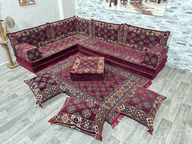 L förmiges orientalisches Sofa Set, Majlis-Sitzmöbel, Bodenkissen, Arabische Majlis, Türkisches Bode