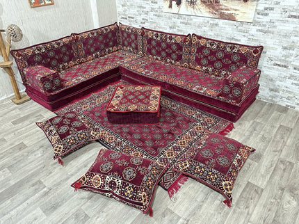 L förmiges orientalisches Sofa Set, Majlis-Sitzmöbel, Bodenkissen, Arabische Majlis, Türkisches Bode
