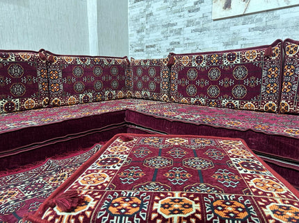 L förmiges orientalisches Sofa Set, Majlis-Sitzmöbel, Bodenkissen, Arabische Majlis, Türkisches Bode