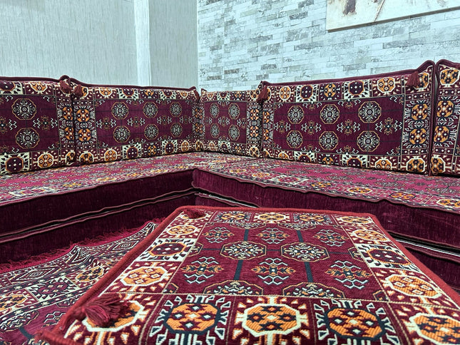 L förmiges orientalisches Sofa Set, Majlis-Sitzmöbel, Bodenkissen, Arabische Majlis, Türkisches Bode