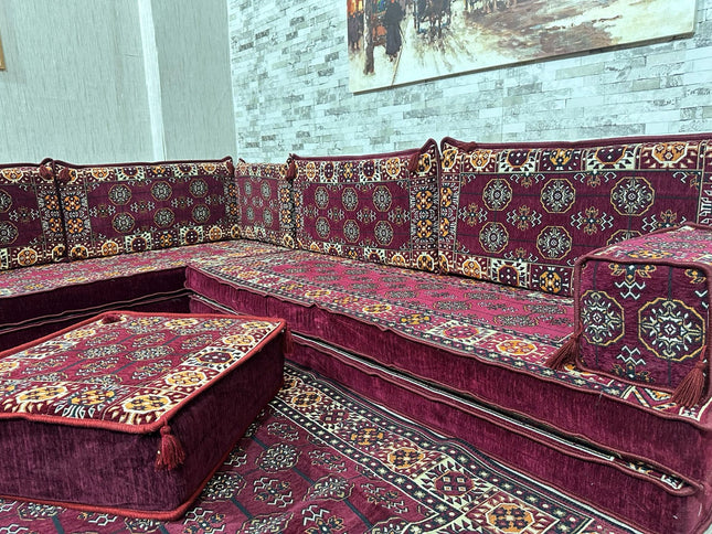L förmiges orientalisches Sofa Set, Majlis-Sitzmöbel, Bodenkissen, Arabische Majlis, Türkisches Bode