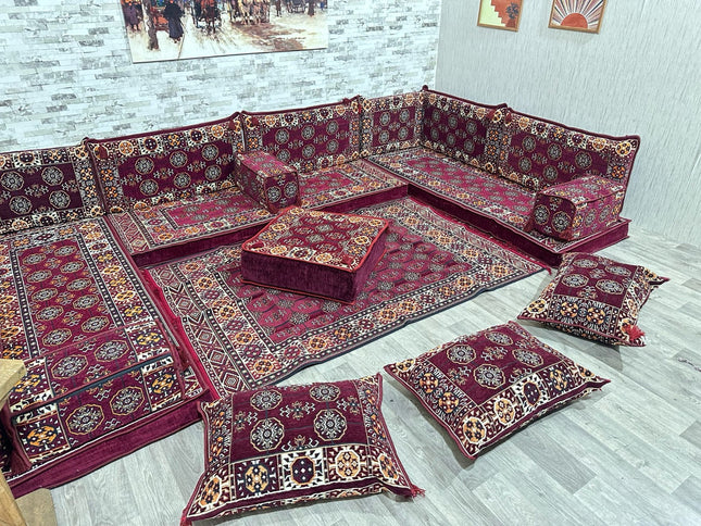 U förmiges orientalisches Sofa Set, Majlis-Sitzmöbel, Arabische Majlis, Bodenkissen, Türkisches Bode