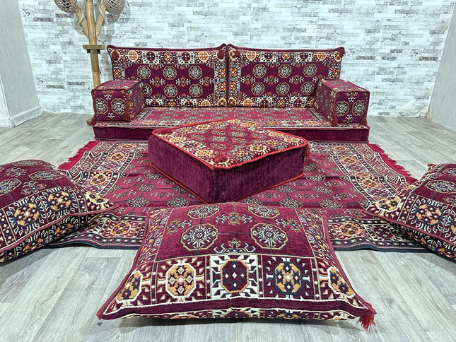 Orientalisches Sofa Set, Majlis-Sitzmöbel, Bodenkissen, Arabische Majlis, Türkisches Boden Sitzset