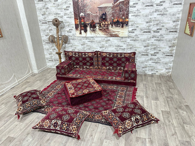 Orientalisches Sofa Set, Majlis-Sitzmöbel, Bodenkissen, Arabische Majlis, Türkisches Boden Sitzset