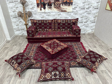 Orientalisches Sofa Set, Majlis-Sitzmöbel, Bodenkissen, Arabische Majlis, Türkisches Boden Sitzset