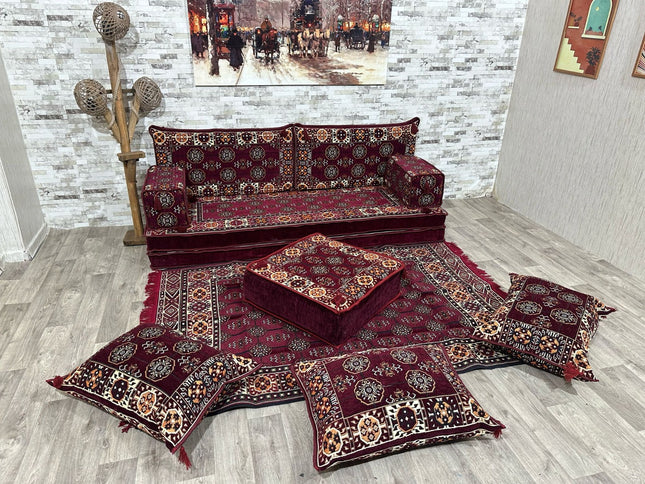 Orientalisches Sofa Set, Majlis-Sitzmöbel, Bodenkissen, Arabische Majlis, Türkisches Boden Sitzset
