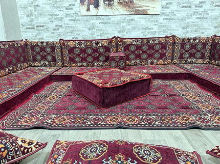 U förmiges orientalisches Sofa Set, Majlis-Sitzmöbel, Arabische Majlis, Bodenkissen, Türkisches Bode