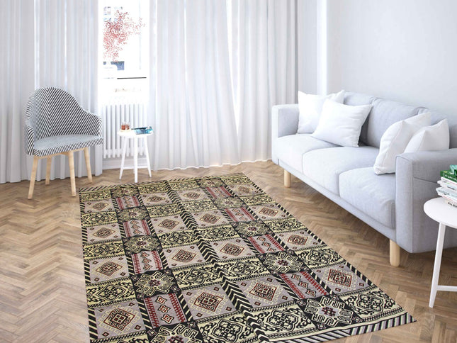  Dekorativer Boho-Teppich, Handgefertigter Großer Kelim Teppich, Flurläufer