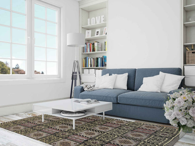  Dekorativer Boho-Teppich, Handgefertigter Großer Kelim Teppich, Flurläufer
