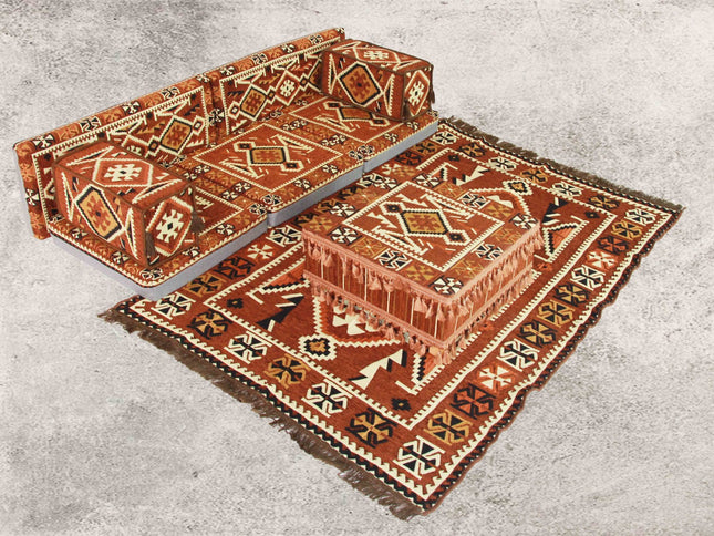 9-tlg. Kissenset, Orientalisch, Sark Kösesi, Yastik, Orient-Sitzecke, Sitzkissen-Set