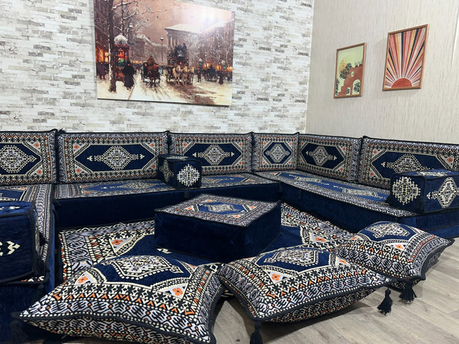 Arabische Majlis, U förmiges Orientalisches Sofa Set, Majlis-Sitzmöbel, Bodenkissen, Türkisches Bode