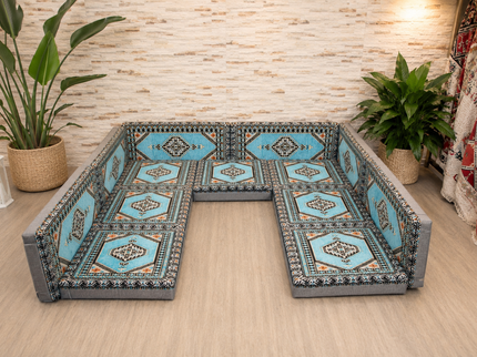 13-teilige Orientalische Sitzecke – Handgefertigtes Bodensofa