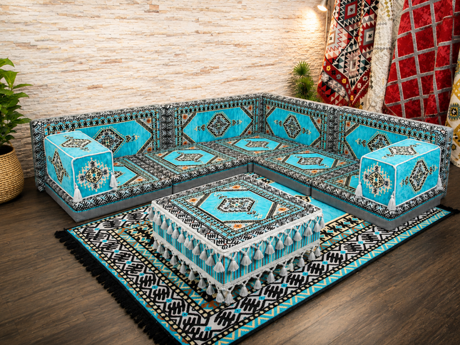 Orientalisches Sofa 13-teilig – Traditionelle Sark Kösesi mit Bodenkissen