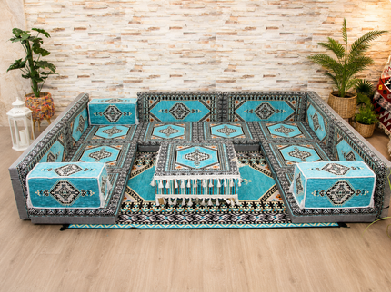 Orientalische Sitzkissen & Sitzecke 19-teilig, Bodensofa im orientalischen Stil