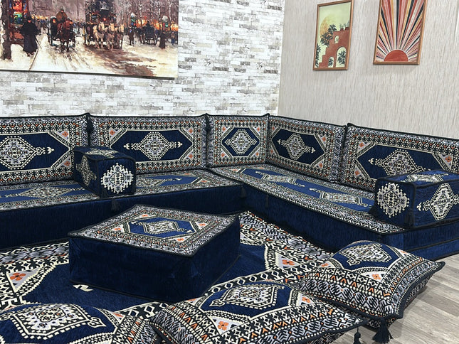Arabische Majlis, U förmiges Orientalisches Sofa Set, Majlis-Sitzmöbel, Bodenkissen, Türkisches Bode