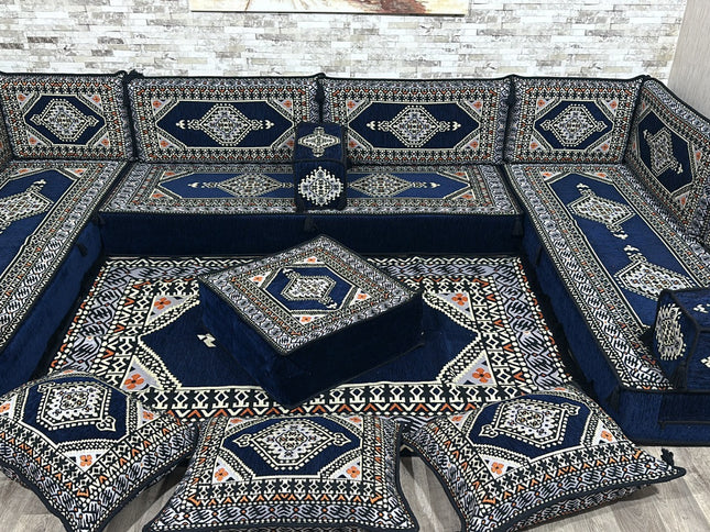 Arabische Majlis, U förmiges Orientalisches Sofa Set, Majlis-Sitzmöbel, Bodenkissen, Türkisches Bode