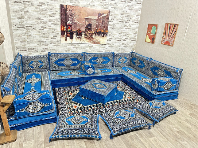 U förmiges orientalisches Sofa Set, Majlis-Sitzmöbel, Arabische Majlis, Bodenkissen, Türkisches Bode