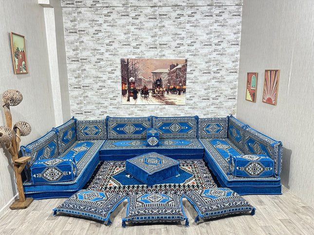 U förmiges orientalisches Sofa Set, Majlis-Sitzmöbel, Arabische Majlis, Bodenkissen, Türkisches Bode