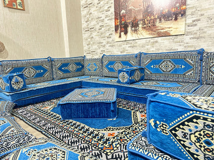 U förmiges orientalisches Sofa Set, Majlis-Sitzmöbel, Arabische Majlis, Bodenkissen, Türkisches Bode