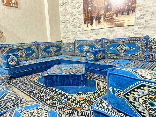 U förmiges orientalisches Sofa Set, Majlis-Sitzmöbel, Arabische Majlis, Bodenkissen, Türkisches Bode