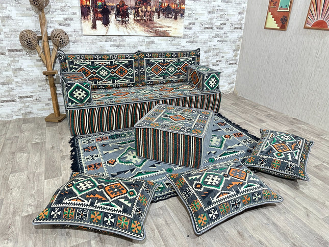 Orientalisches Sofa Set, Türkisches Boden Sitzset, Majlis-Sitzmöbel, Arabische Majlis Sofa, Bodenkis