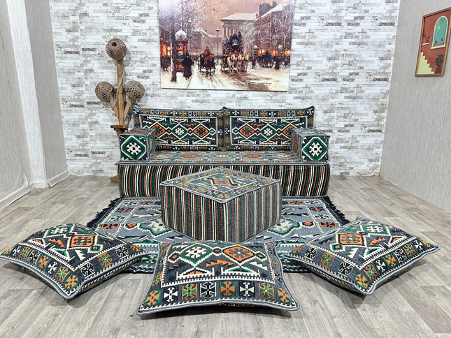 Orientalisches Sofa Set, Türkisches Boden Sitzset, Majlis-Sitzmöbel, Arabische Majlis Sofa, Bodenkis