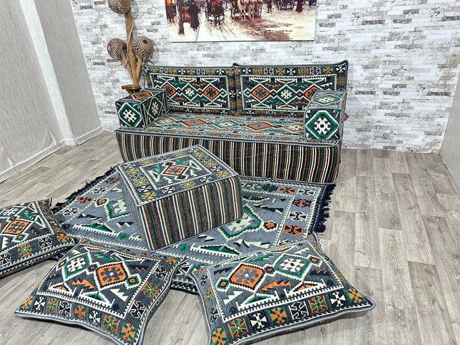Orientalisches Sofa Set, Türkisches Boden Sitzset, Majlis-Sitzmöbel, Arabische Majlis Sofa, Bodenkis