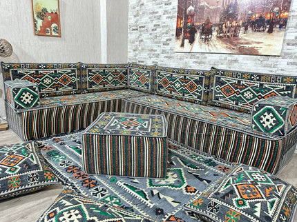 Türkisches Boden Sitzkissen, Arabische Majlis, U förmiges Orientalisches Sofa Set, Majlis-Sitzmöbel,