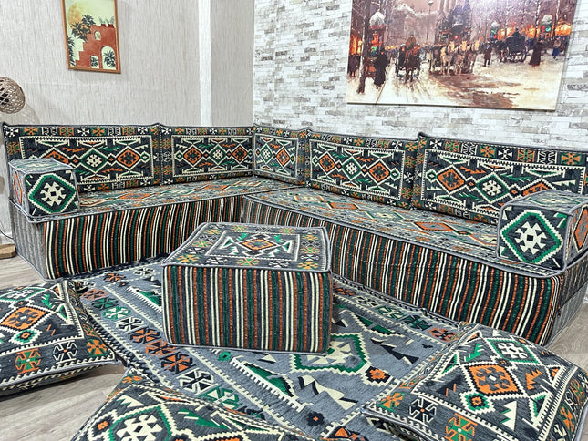 Türkisches Boden Sitzkissen, Arabische Majlis, U förmiges Orientalisches Sofa Set, Majlis-Sitzmöbel,