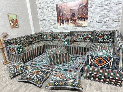 Türkisches Boden Sitzkissen, Arabische Majlis, U förmiges Orientalisches Sofa Set, Majlis-Sitzmöbel,