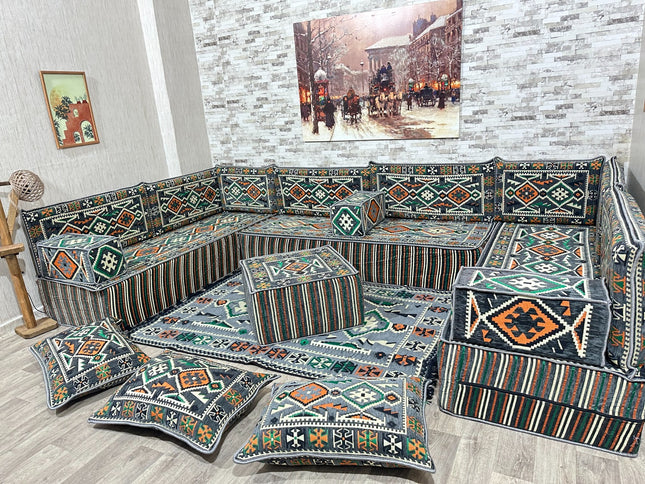 Türkisches Boden Sitzkissen, Arabische Majlis, U förmiges Orientalisches Sofa Set, Majlis-Sitzmöbel,