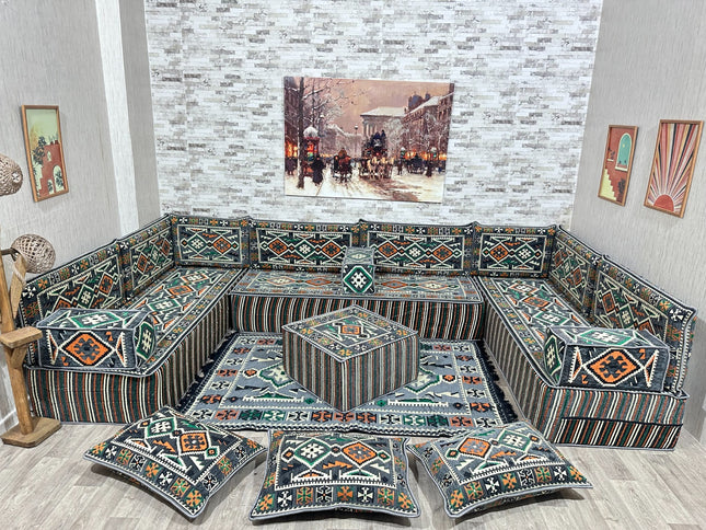 Türkisches Boden Sitzkissen, Arabische Majlis, U förmiges Orientalisches Sofa Set, Majlis-Sitzmöbel,