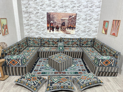 Türkisches Boden Sitzkissen, Arabische Majlis, U förmiges Orientalisches Sofa Set, Majlis-Sitzmöbel,