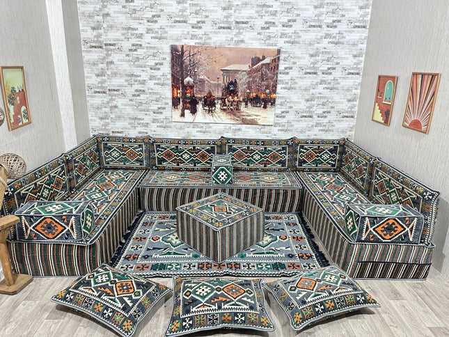 Türkisches Boden Sitzkissen, Arabische Majlis, U förmiges Orientalisches Sofa Set, Majlis-Sitzmöbel,