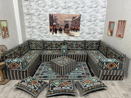 Türkisches Boden Sitzkissen, Arabische Majlis, U förmiges Orientalisches Sofa Set, Majlis-Sitzmöbel,