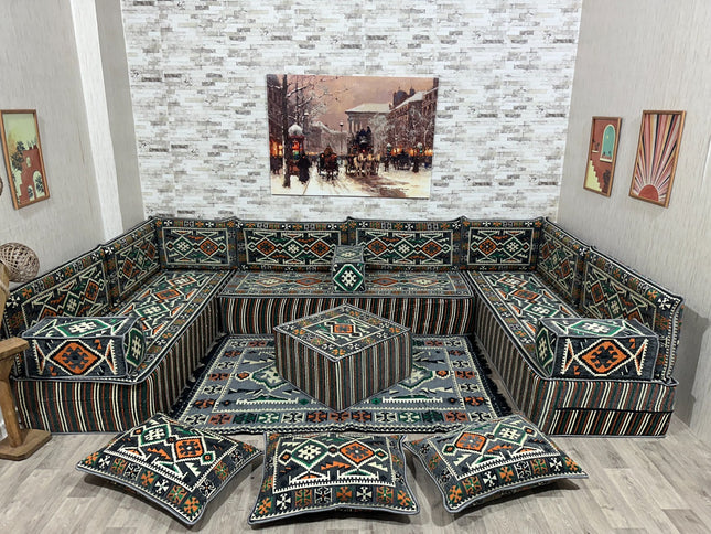 Türkisches Boden Sitzkissen, Arabische Majlis, U förmiges Orientalisches Sofa Set, Majlis-Sitzmöbel,