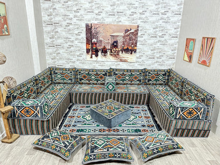 Türkisches Boden Sitzkissen, Arabische Majlis, U förmiges Orientalisches Sofa Set, Majlis-Sitzmöbel,