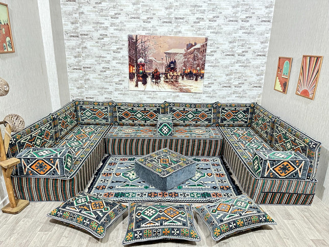 Türkisches Boden Sitzkissen, Arabische Majlis, U förmiges Orientalisches Sofa Set, Majlis-Sitzmöbel,