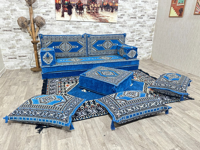 Orientalisches Sofa Set, Majlis-Sitzmöbel, Bodenkissen, Arabische Majlis, Türkisches Boden Sitzset