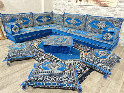 L förmiges orientalisches Sofa Set, Majlis-Sitzmöbel, Bodenkissen, Arabische Majlis, Türkisches Bode