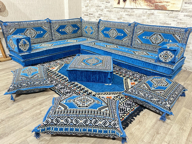 L förmiges orientalisches Sofa Set, Majlis-Sitzmöbel, Bodenkissen, Arabische Majlis, Türkisches Bode
