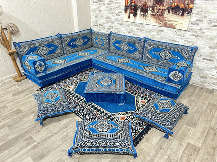 L förmiges orientalisches Sofa Set, Majlis-Sitzmöbel, Bodenkissen, Arabische Majlis, Türkisches Bode